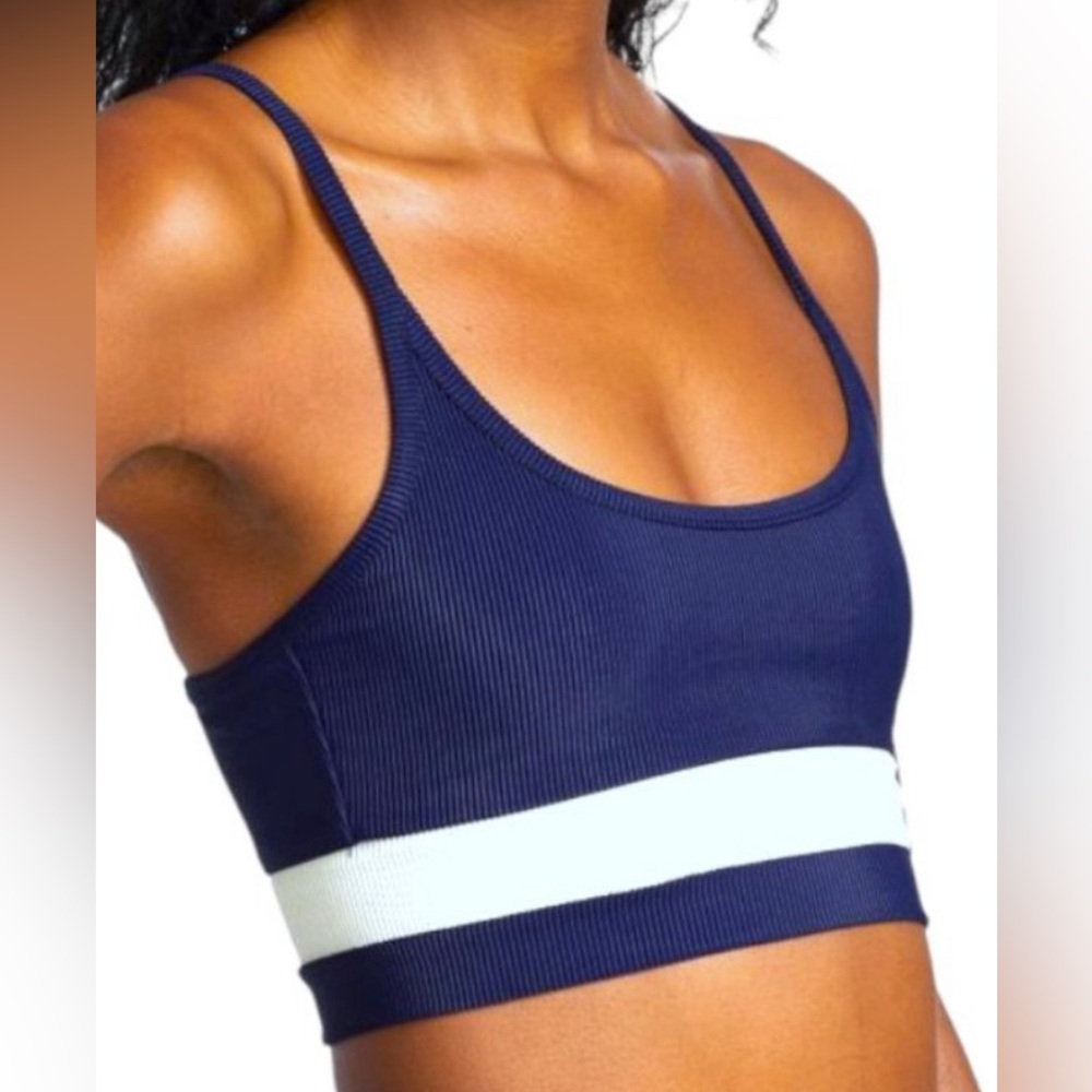 Beach Riot Sport Eva top in navy blue and cream size S / small